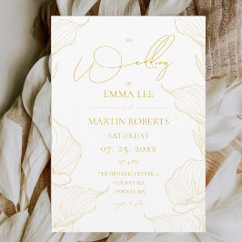 Convites Casamento Flor de Ouro Delicado e Elegante