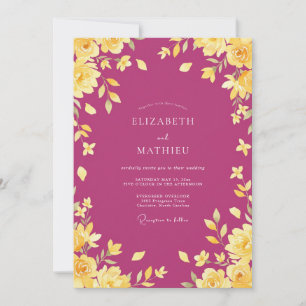 Convites Casamento Flor de Ouro Magenta
