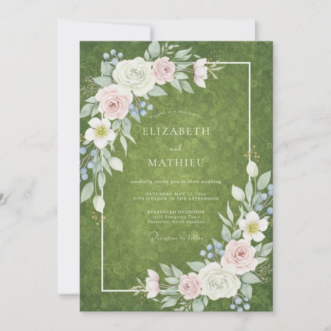 Convites Casamento Flor de Ouro Oliva (Frente)