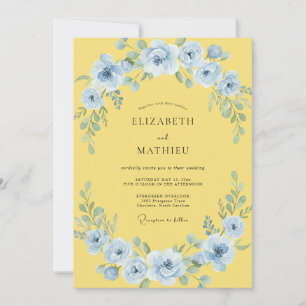 Convites Casamento Flor de Pastel Azul