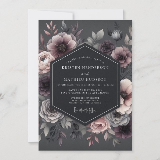 Convites Casamento Flor de Penumbra Roxa (Frente)