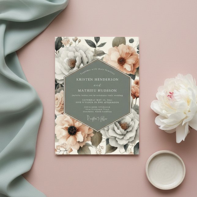 Convites Casamento Flor de Pêssego (Criador carregado)