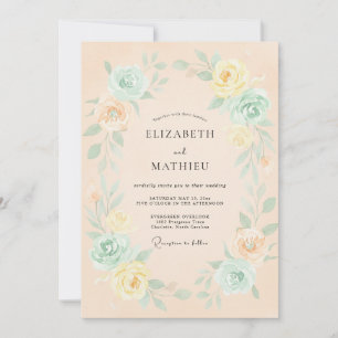 Convites Casamento Flor de Pêssego Etéreo