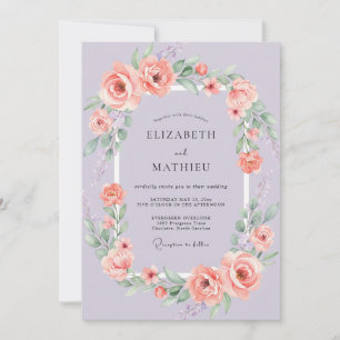 Convites Casamento Flor de Pêssego Lavanda