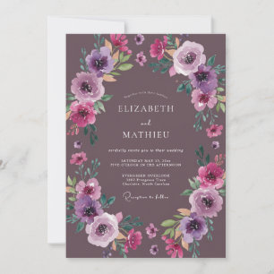 Convites Casamento Flor de Plumagem Magenta