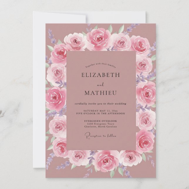 Convites Casamento Flor de Rosa (Frente)