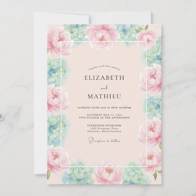 Convites Casamento Flor de Rosa (Frente)
