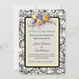 Convites Casamento Flor de Rosa Amarela Romântica Moderna