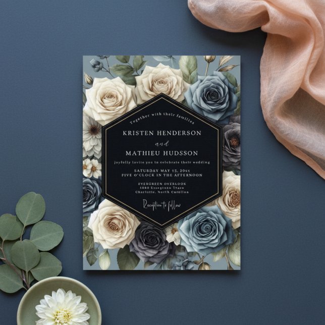 Convites Casamento Flor de Rosa Azul (Criador carregado)