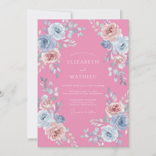 Convites Casamento Flor de Rosa Dourada (Frente)