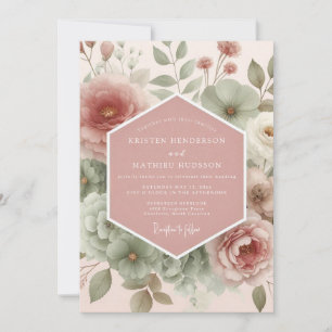 Convites Casamento Flor de Rosa Painterly