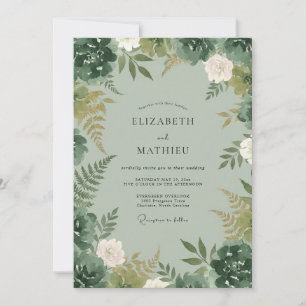 Convites Casamento Flor de Samambaia Celadon