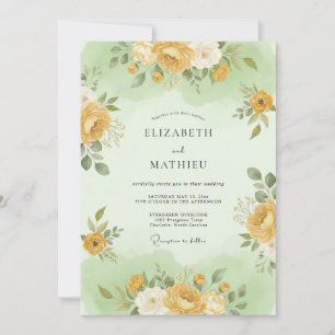 Convites Casamento Flor de Seda Verde Áurea