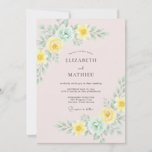 Convites Casamento Flor de Seda Verde Menta