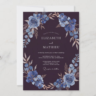Convites Casamento Flor de Slate Berinjela