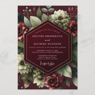 Convites Casamento Flor de Sombra Borgonha