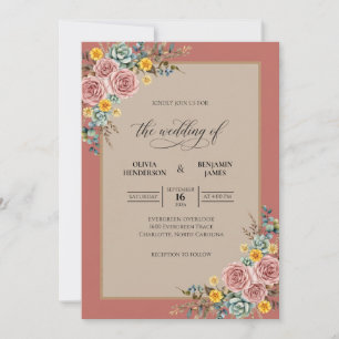 Convites Casamento Flor de Suculenta Rosa-Claro
