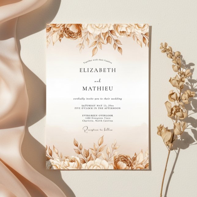 Convites Casamento Flor de Tan Étereo (Criador carregado)