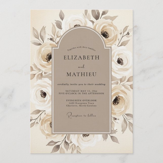 Convites Casamento Flor de Tan Floral (Frente)
