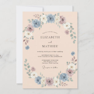 Convites Casamento Flor de Tecido Azul-Violeta