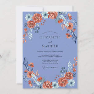 Convites Casamento Flor de Terracota Periwinkle