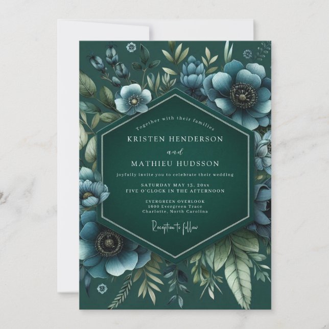 Convites Casamento Flor de Umbra Esmeralda (Frente)