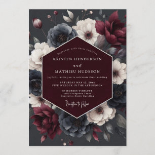 Convites Casamento Flor de Vésper de Ardósia Borgonha