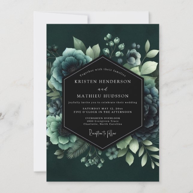Convites Casamento Flor de Véspera Azul (Frente)
