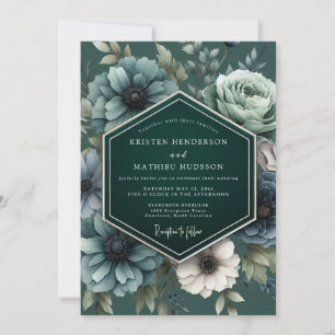 Convites Casamento Flor de Véu Noturno Esmeralda