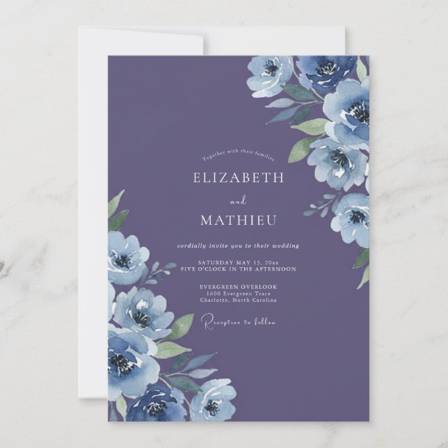 Convites Casamento Flor de Vinca Amethista (Frente)