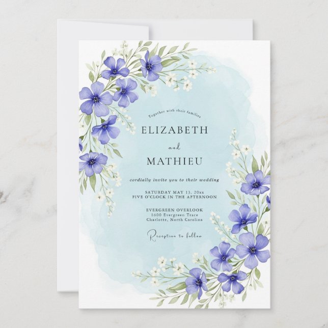 Convites Casamento Flor de Vinca Menor (Frente)