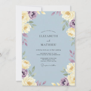 Convites Casamento Flor de Violeta de Aço
