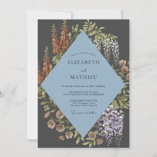 Convites Casamento Flor de Wisteria Slate