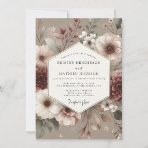 Convites Casamento Flor Desbotada de Rosewood
