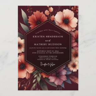 Convites Casamento Flor Nocturna Borgonha