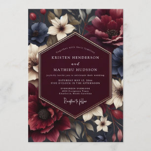 Convites Casamento Flor Nocturna Carmesim