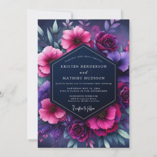 Convites Casamento Flor Nocturno Magenta