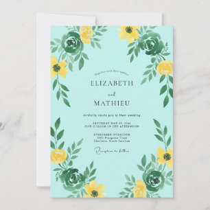 Convites Casamento Flor Silvestre Amarela Aqua