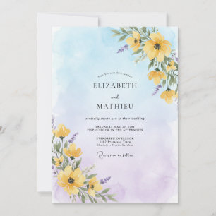 Convites Casamento Flor Silvestre Amarela Breezy