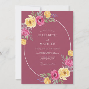 Convites Casamento Flor Silvestre Amarela Malva