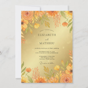 Convites Casamento Flor Silvestre Âmbar Mostarda