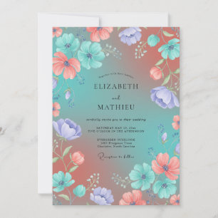 Convites Casamento Flor Silvestre Ameixa Azul