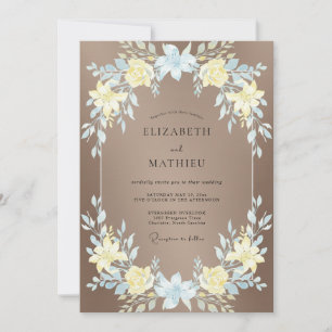 Convites Casamento Flor Silvestre Azul Amarelo Toupeira