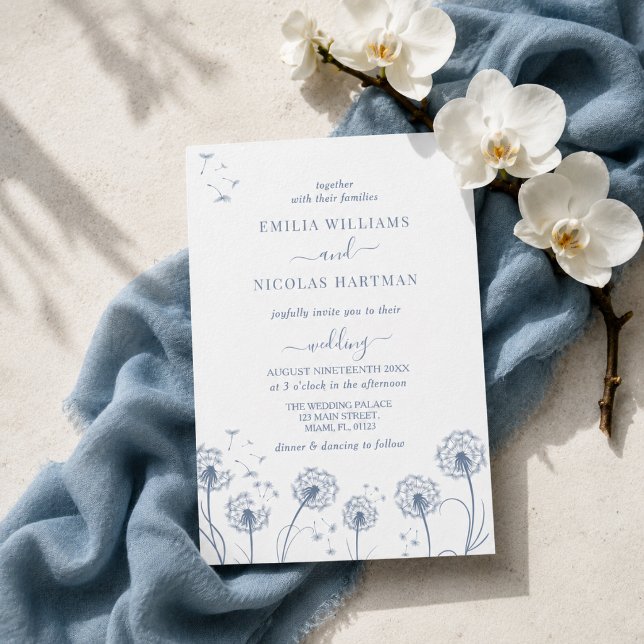 Convites Casamento Flor Silvestre Azul Branco (Criador carregado)