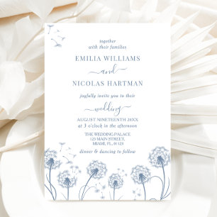 Convites Casamento Flor Silvestre Azul Branco