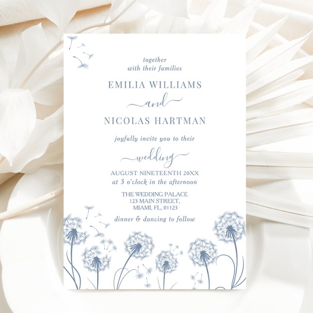 Convites Casamento Flor Silvestre Azul Branco (Criador carregado)