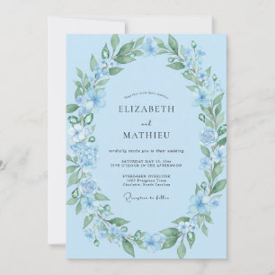 Convites Casamento Flor Silvestre Azul-Celeste