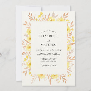 Convites Casamento Flor Silvestre Cobre Amarelo