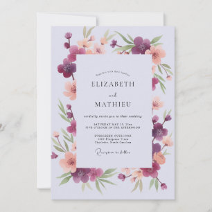 Convites Casamento Flor Silvestre Coral Ameixa