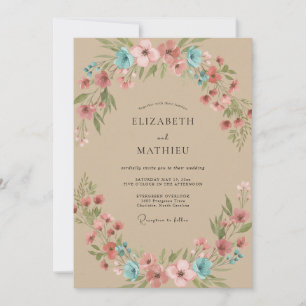 Convites Casamento Flor Silvestre Coral de Areia